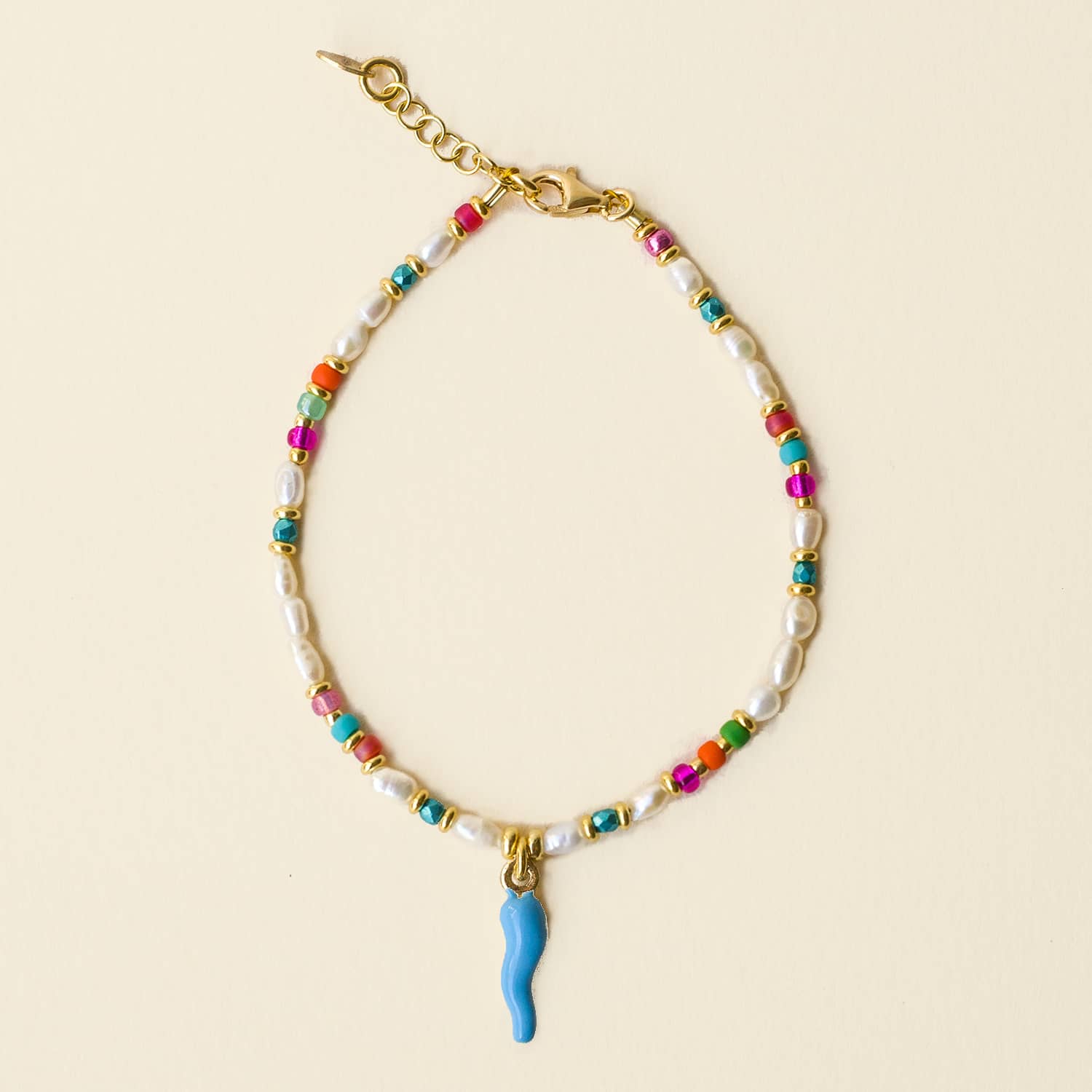BRACCIALE CARTE NAPOLETANE SUMMER_CORNO AZZURRO