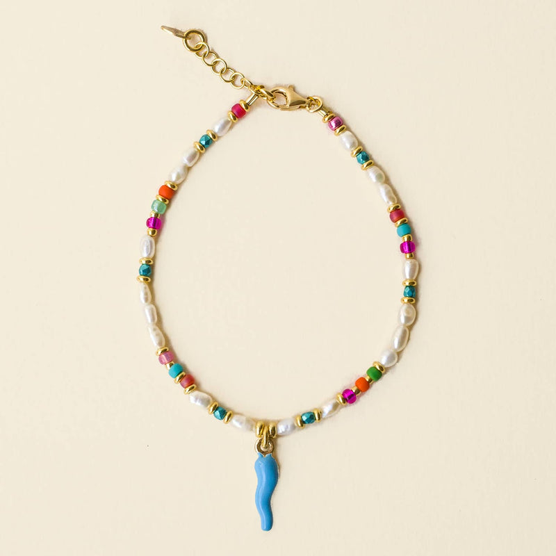 BRACCIALE CARTE NAPOLETANE SUMMER_CORNO AZZURRO