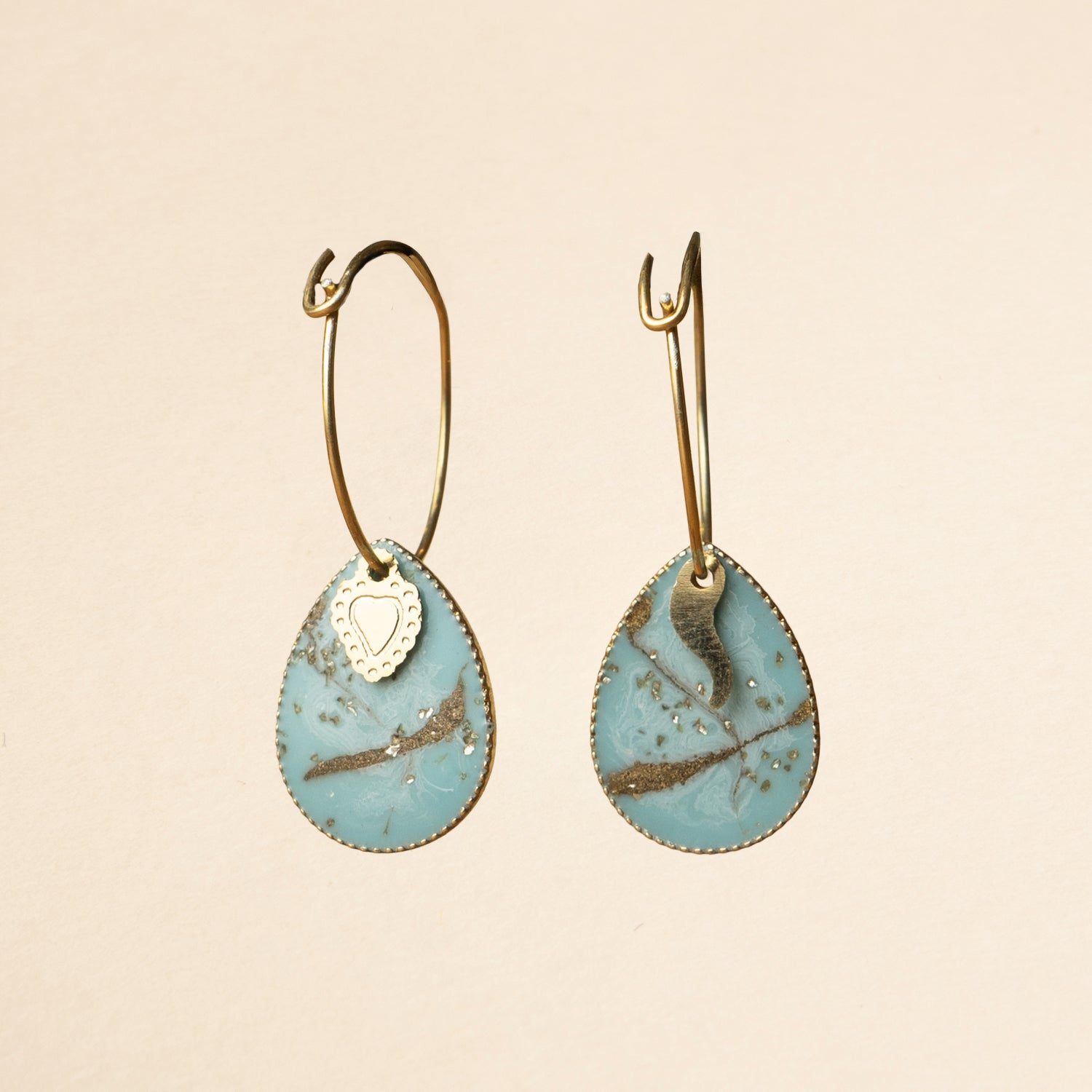 Blue Drop Marble Earrings