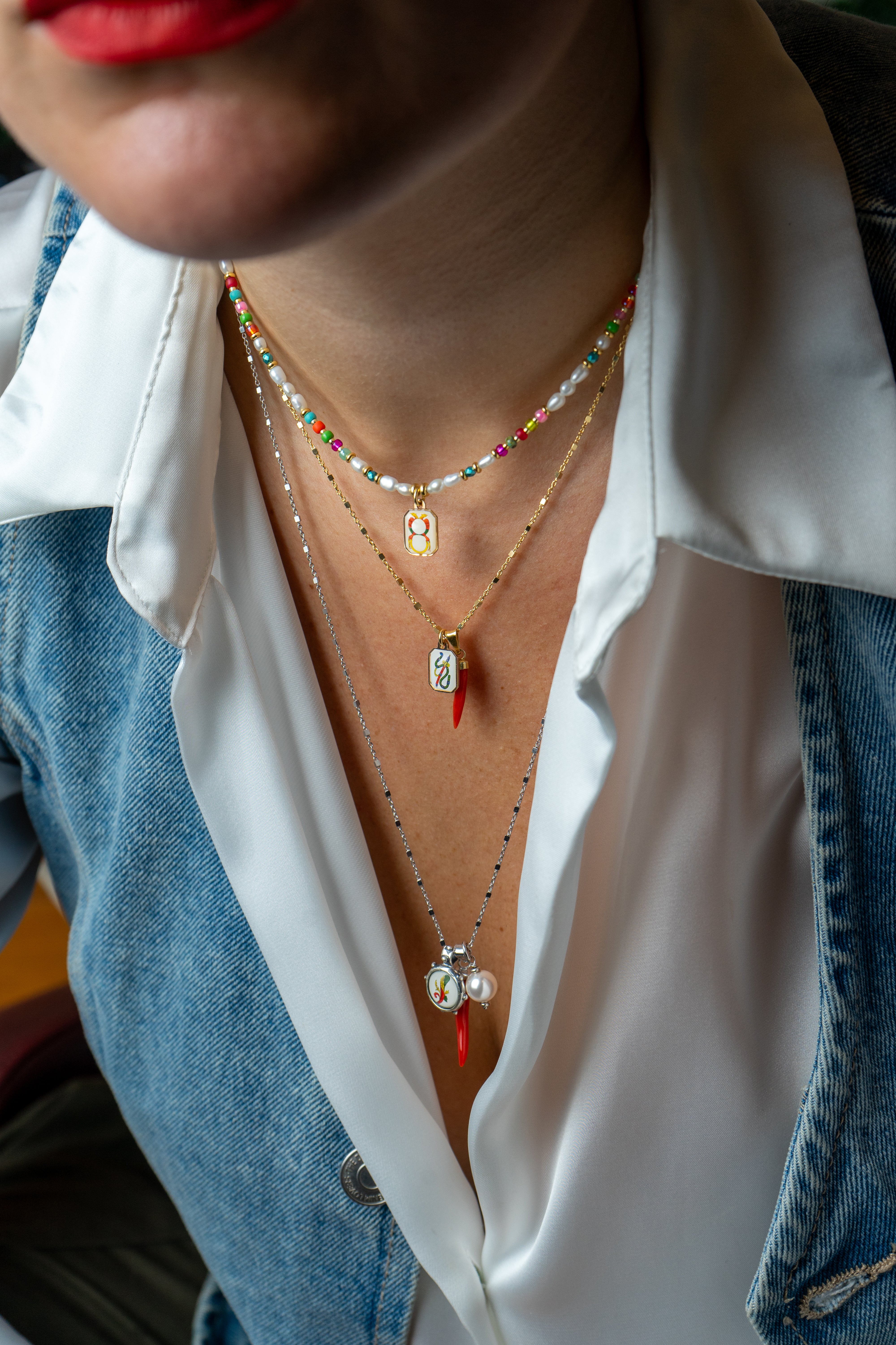 Necklace with pearls - Neapolitan Cards