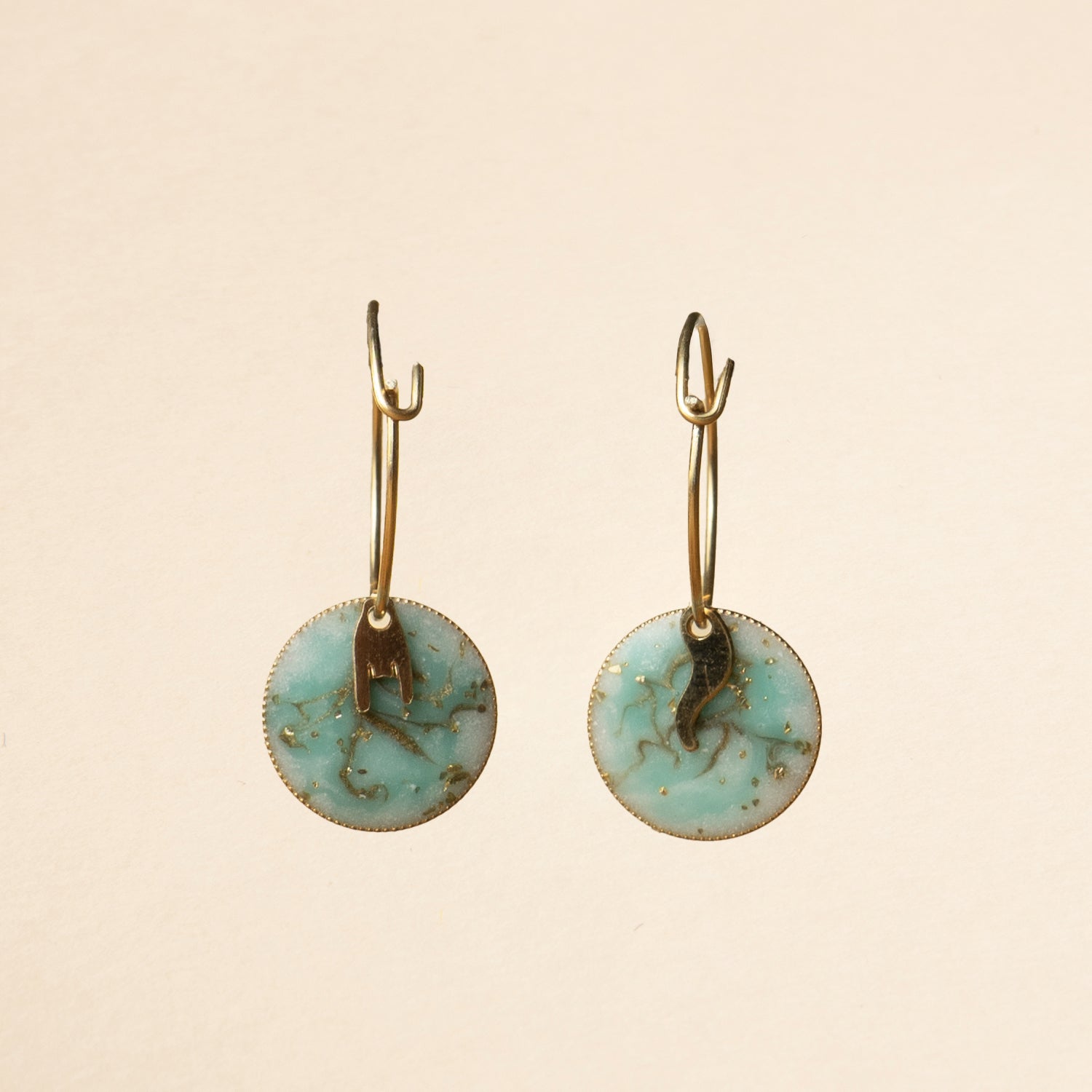 Blue Drop Marble Earrings