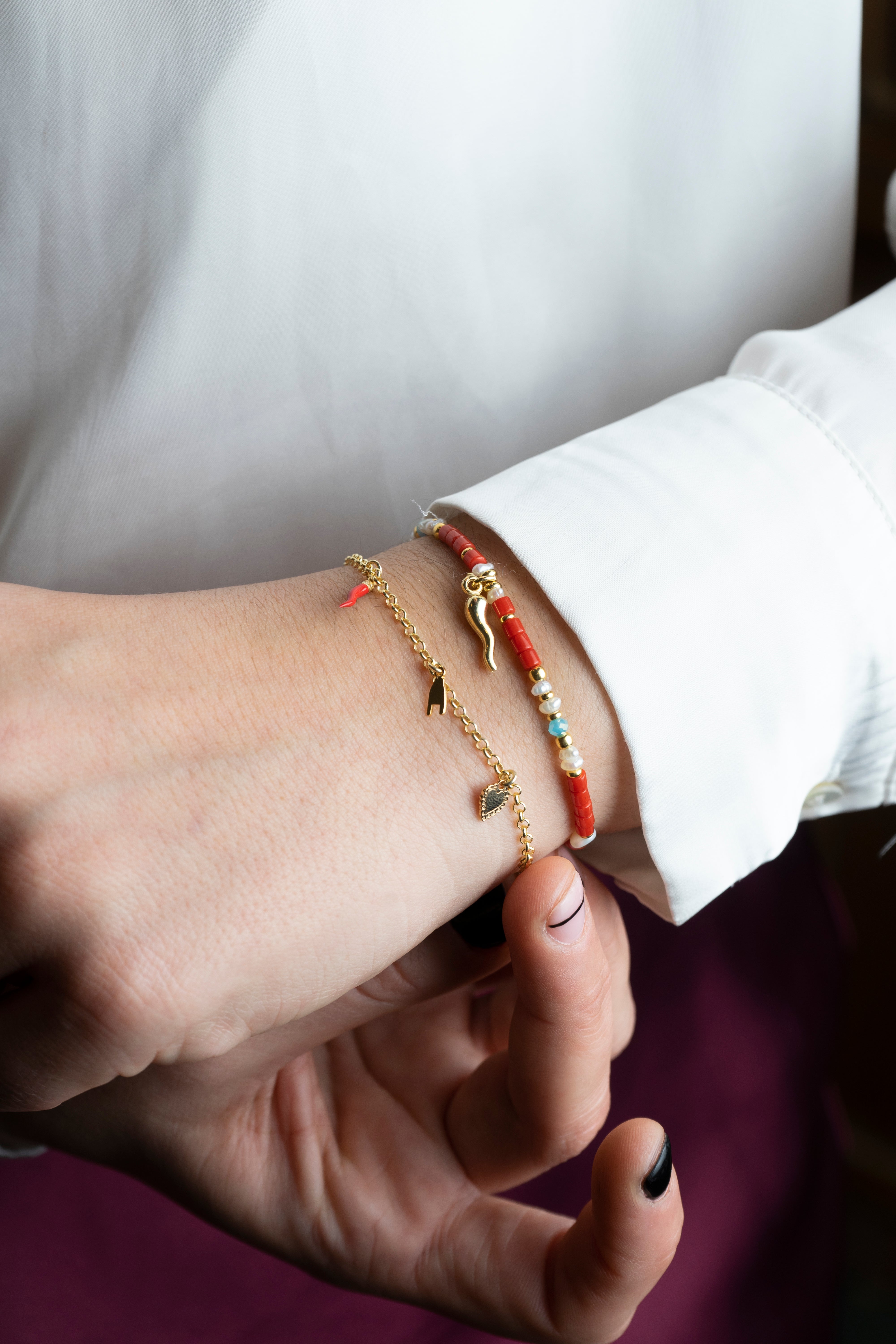 Gold Bracelet with Horn