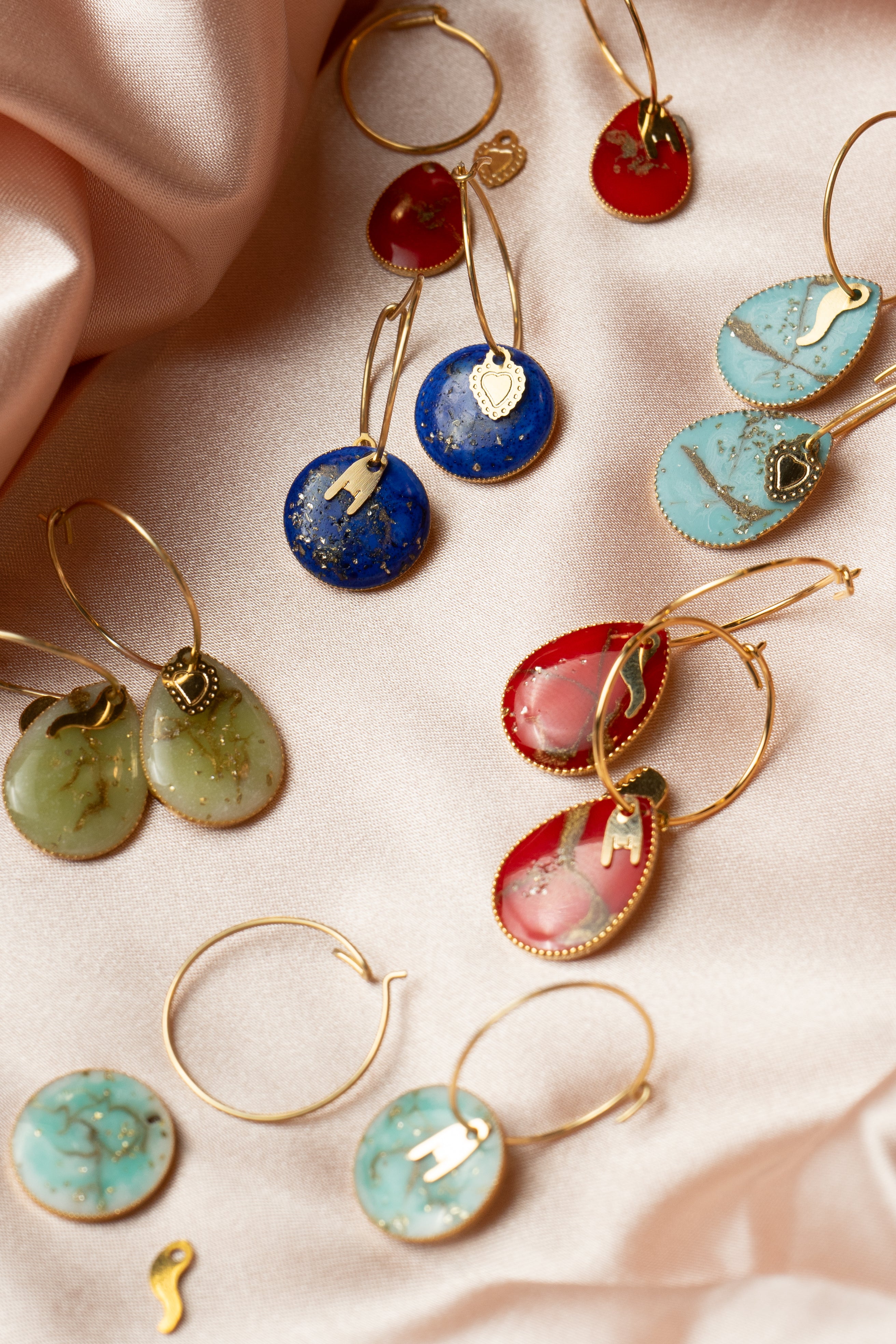 Blue Drop Marble Earrings