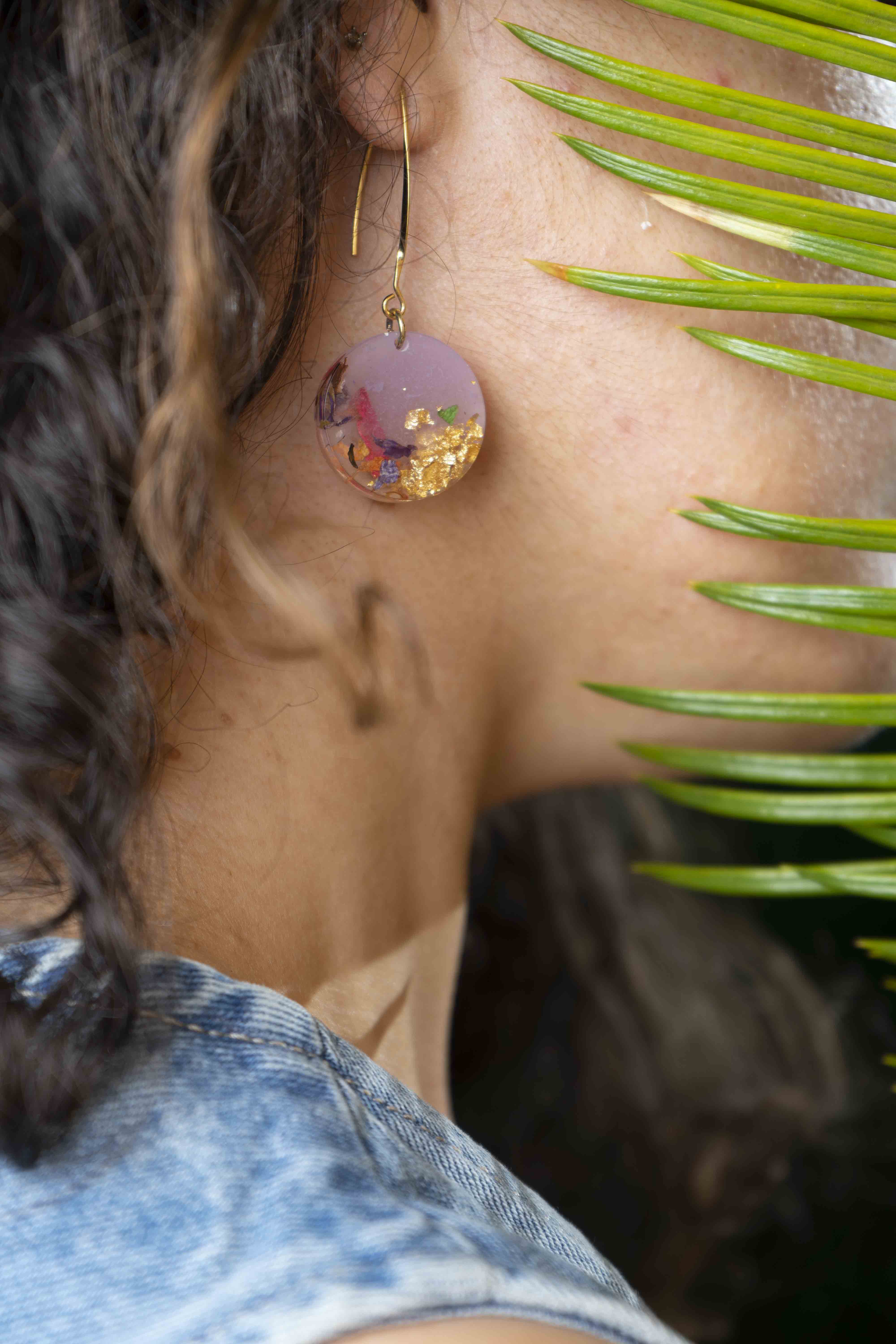 Secret Garden purple disk earrings