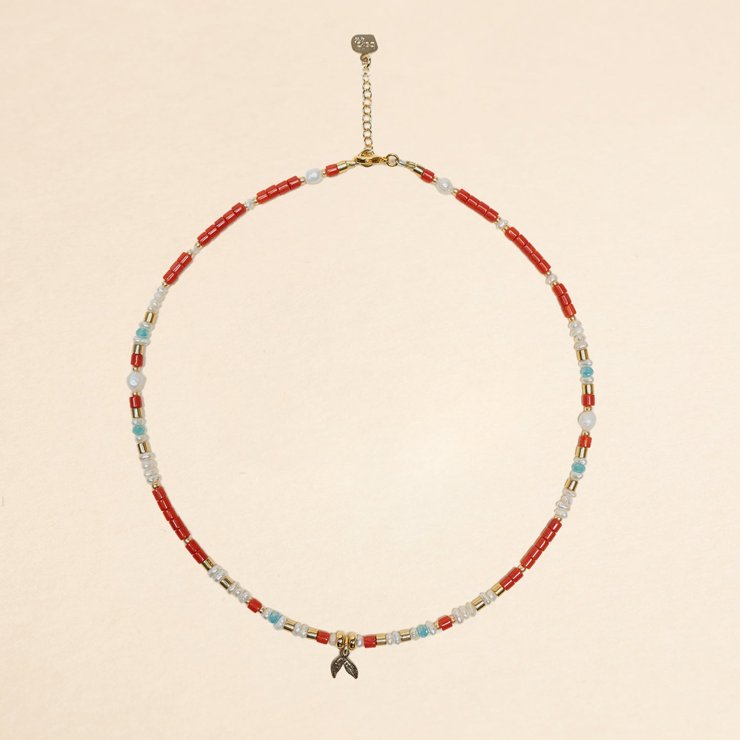 Collana Infilata ottone - Collezione Partenope in Rosso