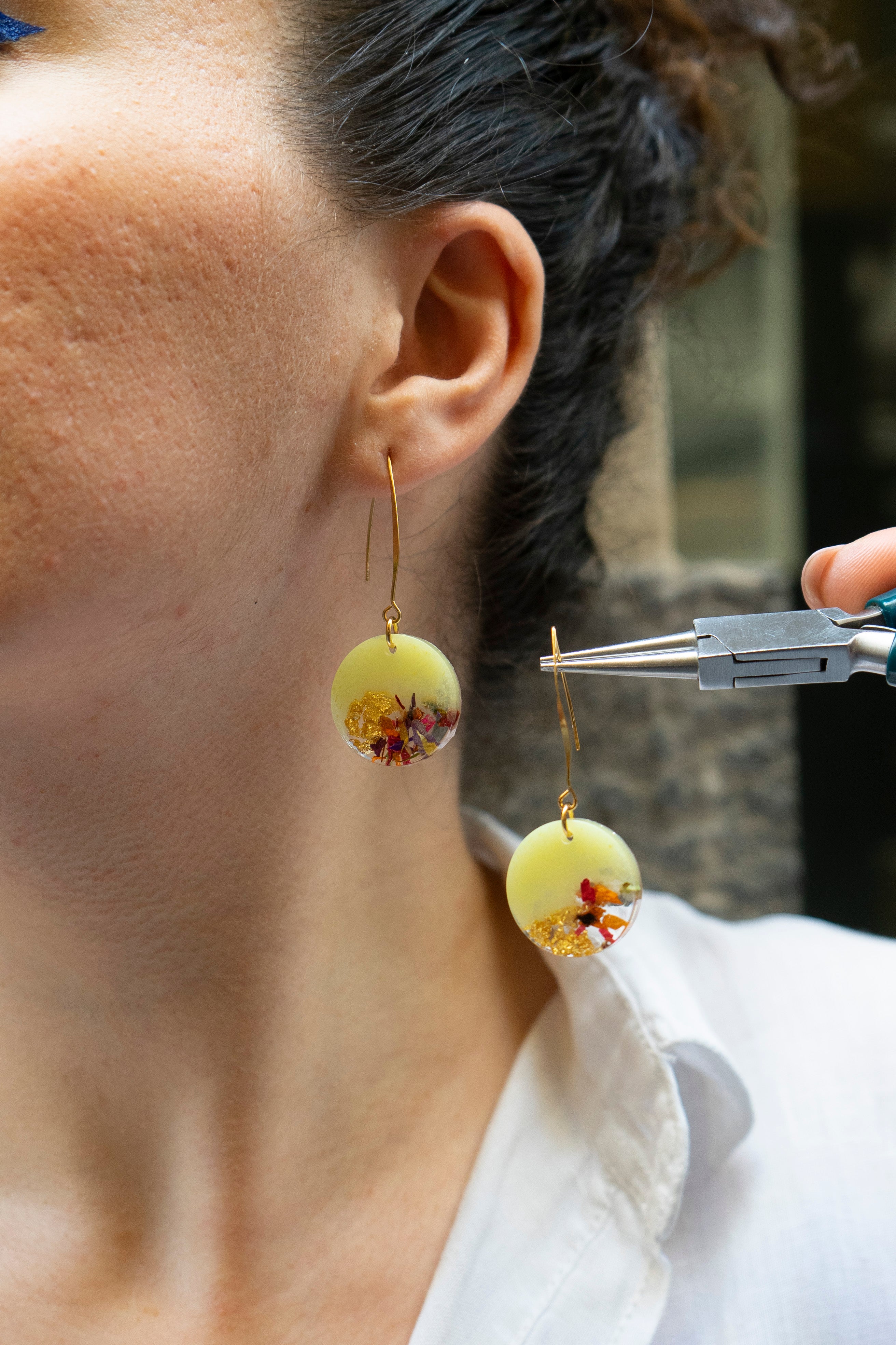 Coffee disk earrings
